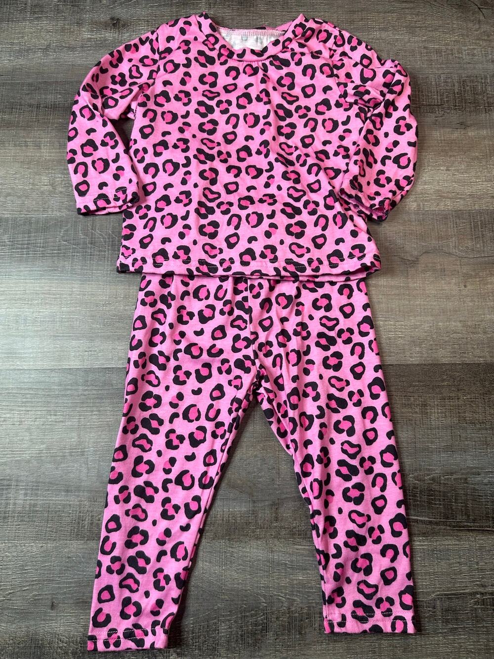 Pink Animal Print Long Sleeve Pants Pajama Set 12-18Months